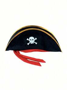 1pc Unisex Black Sailor Pirate Hat, Fashionable Captain Hat For Performance Costume, Masquerade Party Cosplay Prop - Black - View 9