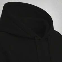 New Paris Print Warm Sweatshirt And Pants Set, Comfortable Autumn/Winter Loose Fit, Drawstring, Pockets, And Hood. - Black - View 3