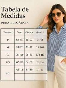 Paiva Fashion Women's Striped Social Shirt Long Sleeve With Button High Summer - Beis - Ver 3