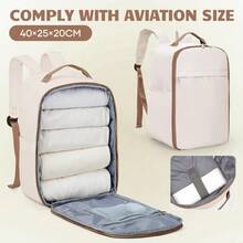 Ryanair 認可 40x25x20cm 機上隨身行李包/登機包/短途旅行後背包，可輕鬆放置於座椅下方，適合 14 吋筆電，輕量通勤後背包，時尚學生筆電包，短途商務旅行行李包，中性純色，旅行/手推行李/飛機認可後背包，筆電後背包，適合男士與女士的禮物。N 注意：此連結包含單個後背包與後背包套裝，請務必選擇您想購買的款式 - 水鴨藍 - 查看 8