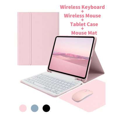 4-In-1 Keyboard Protective Case, Compatible With Samsung Galaxy Tab, IPad, Redmi Pad SE, Includes Detachable Wireless Bluetooth Keyboard (150mAh) And Mouse, Tablet Protective Case With Pen Slot