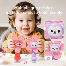 【婴儿手指玩具】婴儿吸盘手指玩具（老虎/狐狸/熊/猴子）- 纹理握柄，鼓声，摇铃声，男女宝宝圣诞礼物 - 彩色 - 查看 3