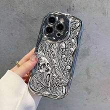 Phone Case: Phone Case Design Suitable for  17 Pro Max, 16, 15, 14, 13, 12, 11, Pro, Plus, E. Features a Cream Texture with a Soft Electroplated Frame. The Case Is Sturdy, Durable, and Drop-resistant, Including a Protective Lens - 和風電気メッキバターシェル 1111-シルバー-ABC761 - チェックする 6