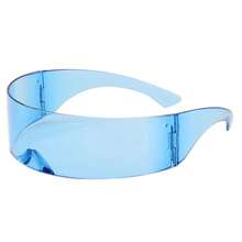 Gafas de Sol Futuristas con Visor Estrecho Tipo Cíclope, Lentes Láser con Protección, Lentes Espejadas, Gafas de Disfraz para Hombre TATA - Morado - Ver 10