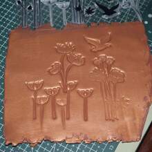 蒲公英浮雕纹理印章，陶瓷艺术杯/罐/盘DIY工具，软陶雕塑创意礼品，可重复使用压模 - clear - 查看 3