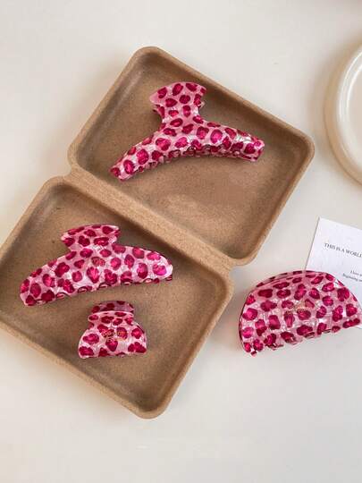 1pc/4pcs Women Vintage Leopard Print Hair Claw Clips, Versatile Elegant Hair Claw Hairpins, Luxury Accessories