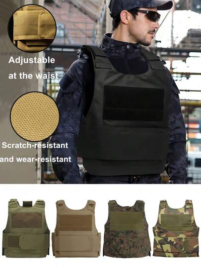 1pc 5-Color Adjustable Tactical Vest, Outdoor Protective Equipment, Hardshell Training Protective Tactical Vest. Adjustable Outdoor Vest, Suitable For Lightweight Outdoor Vest Equipment. Suitable For Hiking, Climbing, Training, Cycling, Trekking. Unisex.