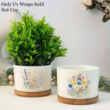 40张野花防水转印贴纸，适用于Libby玻璃杯，水彩花卉包装，DIY剪贴簿贴纸，可用于贺卡、礼品包装和家居装饰，一次性纸质转印贴纸，24x11厘米，非常适合工艺品和家具制作，测量用途 - 彩色 - 查看 2