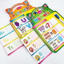 Erasable Spanish Alphabet & Numbers Practice Book Set Kids Preschool Spanish Educational Learning Workbook Reusable Dry Erase Writing Activity Book - Multicolor - View 5