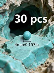 30/1000颗天然石珠，4-10毫米圆形绿松石宝石，散珠配弹力绳，可用于DIY手链和项链。 - 藍色 - 查看 43