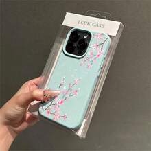 1pcs Cherry Blossom Phone Case Suitable For Apple Phone 11 12 13 14 15 16 17 PRO MAX X XSMAX Antidrop Phone Case Camera Protection Phone Case Vintage Light Luxury Style Elegant Stunning Can Be Given To A Lover Can Be Given To Friends - 薄荷綠 - 查看 3