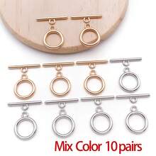 10 Sets Toggle Clasps T-Bar O-Ring Links Closures Round Metal OT Clasp For Jewelry Making Clasps Connectors DIY Crafts Necklace Bracelet - Multicolor - View 10
