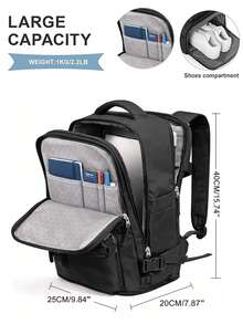 Ba lô xách tay (40x20x25cm), có ngăn đựng giày, có thể để dưới ghế, phù hợp với các chuyến bay của Ryanair; Vali xách tay, ba lô du lịch, đáp ứng yêu cầu kích thước hành lý xách tay, có thể đựng máy tính xách tay 14 inch, phù hợp cho các kỳ nghỉ ngắn, du lịch, thăm thân, đi nước ngoài, ba lô dã ngoại, cặp sách. - Màu Xám nhạt - Xem 3