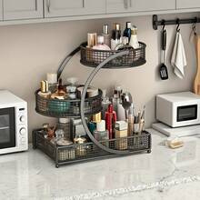 Senmeo 1pc Sleek 3-Tier Metal Cosmetic Organizer (No Installation), Space-Saving For Dressing Table/Bathroom - White - View 6