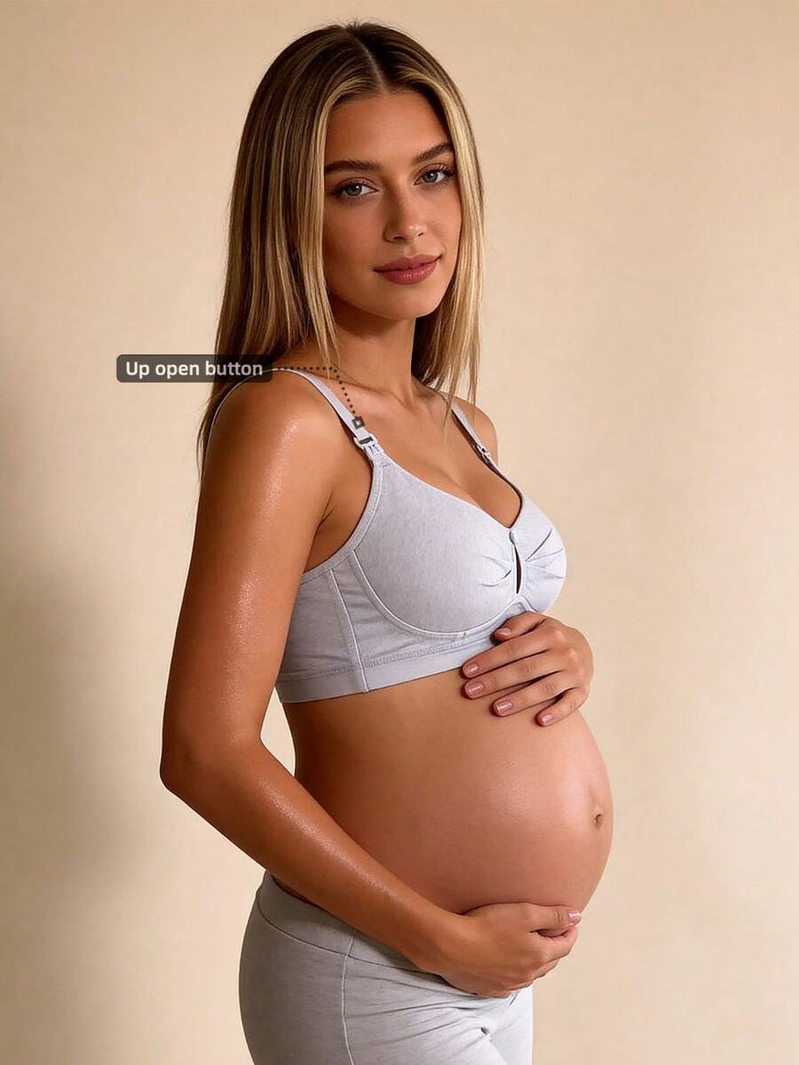 Áo ngực cho con bú Hart & Haze Maternity màu trơn, mở phía trước, có dây đeo điều chỉnh được và không gọng, đồ lót thoải mái, màu xanh nhạt mát mẻ. - Màu xanh lam - Xem 1