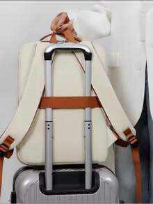 School Laptop Backpack, Oxford Material - Màu be - Xem 5
