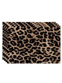 1 buc. Față de masă de lux cu imprimeu leopard, disponibilă și în set de 4 buc. șervețele și 1 buc. feță de pernă, 3 produse din poliester potrivite pentru luat masa în interior și în exterior, perfecte pentru decorul bucătăriei și al casei de la țară, esențiale pentru reuniunile de familie. - Maro - Vizualizare 9