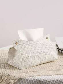 1pc/3pcs Set Solid Color Woven Pattern Embossed Tissue Box Holder, Thickened Composite Material Desktop Upright Napkin Holder, Suitable For Office, Dining Room, Bar, Living Room Or Bedroom - Multicolor - View 10