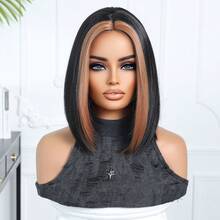 14 Inch Black Short Straight Synthetic Wig, With Personalized Short Hair, Made Of High-Temperature Fiber And Rose Net, Golden Color, Freely Trimmed, Fashionable And Versatile, Suitable For Beginners, Dopamine Style, Comfortable Wear, High Quality, Multi-Functional, Suitable For Daily, Party, Cosplay, Holiday, Music Festival, Carnival - Black - View 12