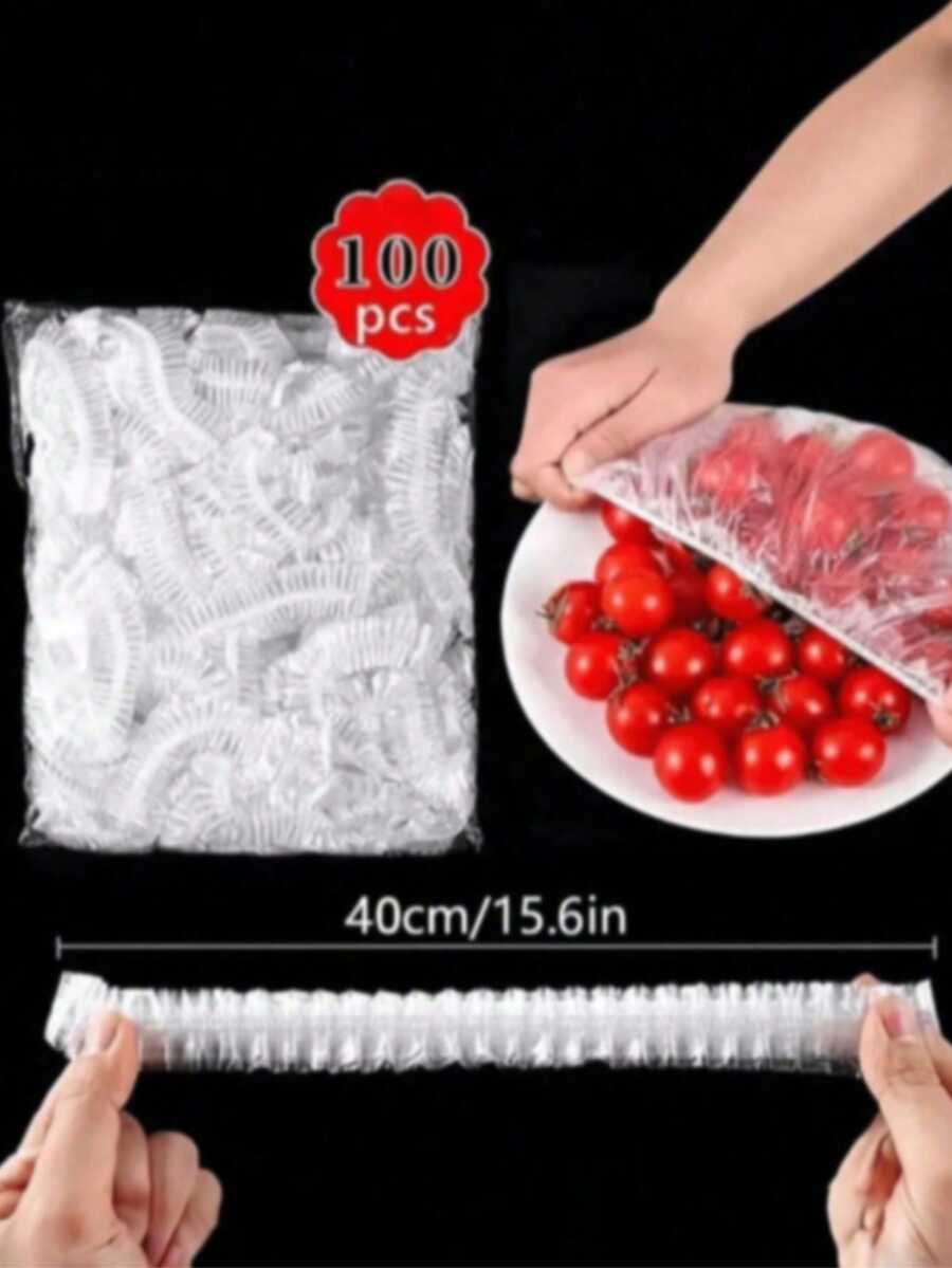 500/200/100片装一次性保鲜膜，用于保存剩菜剩饭，弹性好，自带密封功能，适用于碗碟，餐厅、烧烤店、家庭及塑料餐具。 - 彩色 - 查看 1