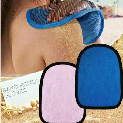2pcs Holiday Essential - Beach Sand Remover, Suitable For Family Use, Perfect For Beach Trips, Also A Travel Essential, Combining Fun And Practicality. Applicable For Beach Activities, Water Sports, Beach Occasions, Ocean And Beach Supplies. Beach Essentials, Including Bathing Gloves, Double-Sided Gloves, Can Be Used For Spa, Massage And Body Scrubbing, Ideal For Daily Cleaning And Maintaining Hygiene. 1 Set