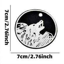 2片狼图案刺绣布贴，适用于DIY服装、裤子、帽子、包包、鞋子、手机壳、熨烫装饰、缝纫、贴纸、服装配饰，可熨烫/缝纫，朋克风格布贴 - A - 查看 4