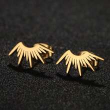 一对迷你圣诞雪花耳钉，不锈钢伞形小耳环，可爱时尚饰品，派对礼物 - 銀色 - 查看 8