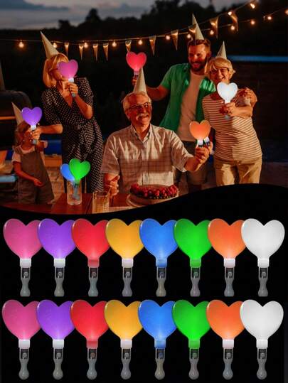 3pcs/Set Star & Heart Shaped Flashing LED Glow Sticks, Reusable Colorful Glowing Wands With LED Lights, Suitable For Weddings, Birthdays, Concerts, Proposals, Glow Parties, Assorted Styles & Colors