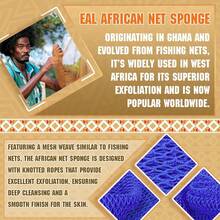 4 Pieces African Net Sponge – Premium African Net Sponge For Deep Exfoliation Quick-Dry And Reusable Mesh For Smooth Skin - Blue Black - View 3