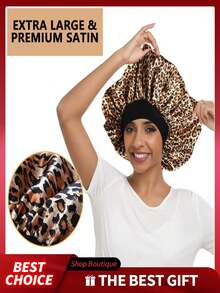 1件装丝绸睡帽套装 - 柔软弹力缎面睡帽（黑色和金色），温和的睡帽，保护头发并控制毛躁。 - 均碼 - 查看 5