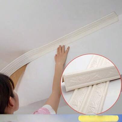 1 件 2.3 米/90.55 英寸自粘墙面装饰条，适用于天花板、客厅转角装饰，踢脚线装饰