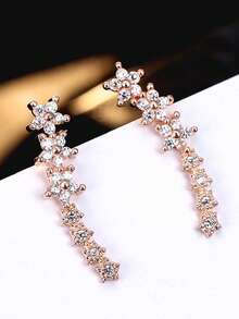 1 Pair Minimalist Fashion Five-Pointed Star Stud Earrings, Delicate Star Earrings, Elegant Party Wear For Women - Rose Gold - View 4