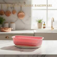 1pc High-Temperature Resistant Rectangular Silicone Cake Mold: Non-Stick And Easy To Demold, Non-Deformable. Suitable For Cake Baking, Cheesecake Baking, Baking Durian, And Air Fryer Baking. Suitable For Home Baking Use. An Essential Kitchen Tool For Daily Dessert Baking. - Multicolor - View 7