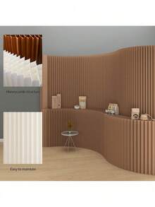 Room Divider,Bedroom,Multi Functional Folding Room Partition Screen With Shelving ,Made Of Kraft Paper, Perfect For Living Rooms, Offices, And Beauty SalonsMade Of Kraft Paper, Perfect For Living Rooms, And Beauty Salons - braun - Übersicht 4