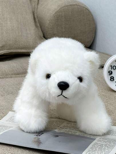 1个30厘米/11.81英寸可爱逼真的毛绒北极熊玩偶，完美的圣诞节、生日、情人节礼物，儿童派对礼物和家居装饰节日礼物，北极熊毛绒玩偶