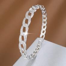 1pc Chain-Shaped Design Artificial Zirconia Inlaid Women Bracelet - Multicolor - View 2