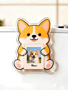 1pc Customized Pet Photo Refrigerator Magnet | Dog Souvenir | Acrylic Material | Pet Enthusiast Gift | Emotional Souvenir | Christmas And Birthday Gift Selection - Multicolor - View 5