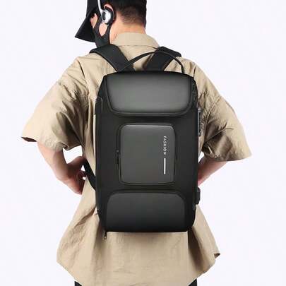 [Men's Anti-Theft Backpack] With Password Lock And USB Charging Cable, More Convenient 3D Storage. Fits Up To 14-Inch Laptop. Rear Trolley Strap Design Frees Your Hands. Adjustable Padded Shoulder Straps, Soft Handle, Lightweight Load-Bearing System Reduces Travel Burden. Suitable For Storing Travel Clothes And Supplies.