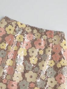 EARO 女士时尚亮片花卉迷你裙，时尚百搭，优雅甜美，显瘦粉色春季款 - 粉色 - 查看 3