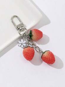 3pcs Cute Resin Simulated Strawberry Bag Charm Pendant - Đỏ - Xem 6