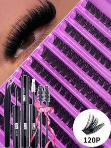 180/160/140/120pcs Eyelash Extension Kit (80D+100D+120D+150D+200D), Includes Lashes, Glue, And Tools, Allows You To Easily Create Professional-Level Lash Effects At Home. Professional Eyelash Extension Set, Easily Create Salon-Level Lash Effects At Home. Kit Includes: DIY Mink-Like Lashes, Strong Adhesive, And Precise Tools. - Multicolor - View 18