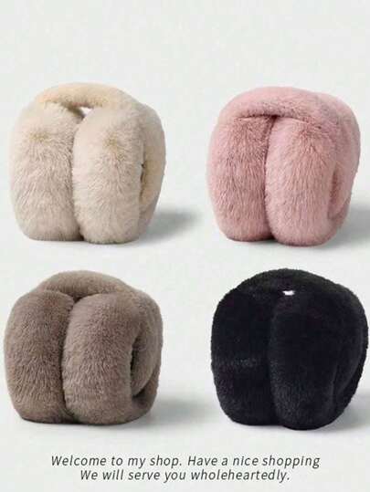 1pc Winter Earmuffs, Foldable & Adjustable Headband With Fluffy Lining,Windproof Warm Cute Earmuffs For Men & Women, Suitable For Daily Outdoor Sports Skiing Winter Accessories Back To School.Christmas Gifts,New Year