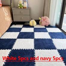 10pcs, 30cm, 60cm Plush Patchwork Rug Tiles, Bedroom Square Decorative Floor Mat, Bedside Cute Carpet, Thick Foam Floor Pad, Odorless Soft Interlocking Floor Protector Mat, Multi-Color Patchwork Rug, Comfortable Room Floor Mat, Suitable For Bedroom, Study, Living Room, Balcony - Plush Floor Mat - View 33