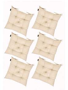 Set Of 6 Puffy Soft Square Chair Cushions – 40x40 Cm İN DER TURKEI - Apricot - View 1