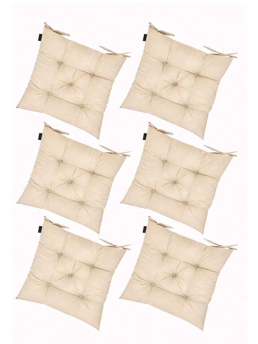 Set Of 6 Puffy Soft Square Chair Cushions – 40x40 Cm İN DER TURKEI - Apricot - View 1