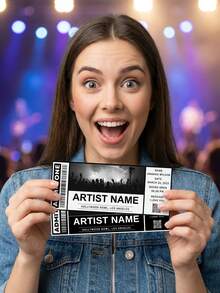 1pc Personalized Concert Ticket Template,Customize Photo And Text,Editable Concert Ticket Template, Printable Event Ticket, Custom Concert Ticket Invitation, Concert Ticket Canva Template - Multicolor - View 3