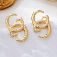 Classic Bestselling Double G Earrings, Exaggerated Hollow Gold Party Earrings, Fashionable Minimalist Versatile Earrings For Commuting - Earrings - View 3