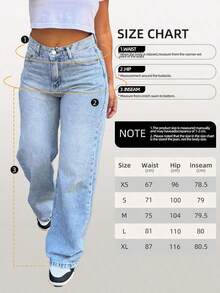 Women's Casual Washed Loose Straight Leg Jeans - Light Wash - View 6