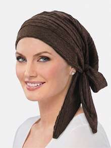 1件装女士褶皱系带发带帽，带可调节围巾的护发帽，适合日常使用 - 多色 - 查看 8