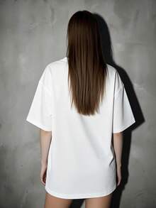 1 Pack Of Women's White Short-Sleeved T-Shirts With "Stay Kind To Yourself" Heart Print, For Summer, Outdoor Activities, Casual And Sporty Style, Gift For The Day - 白色 - 查看 3